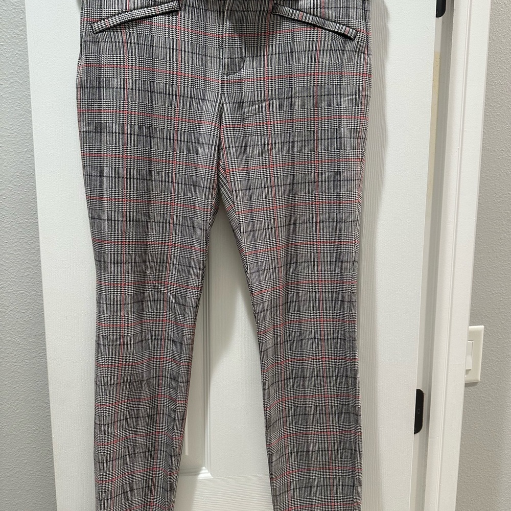 GAP Gray and Red Plaid Ankle Pants